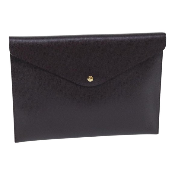 LOUIS VUITTON Taiga Document Case Clutch Bag Acajou M99087 LV Auth 92061 - Picture 1 of 16